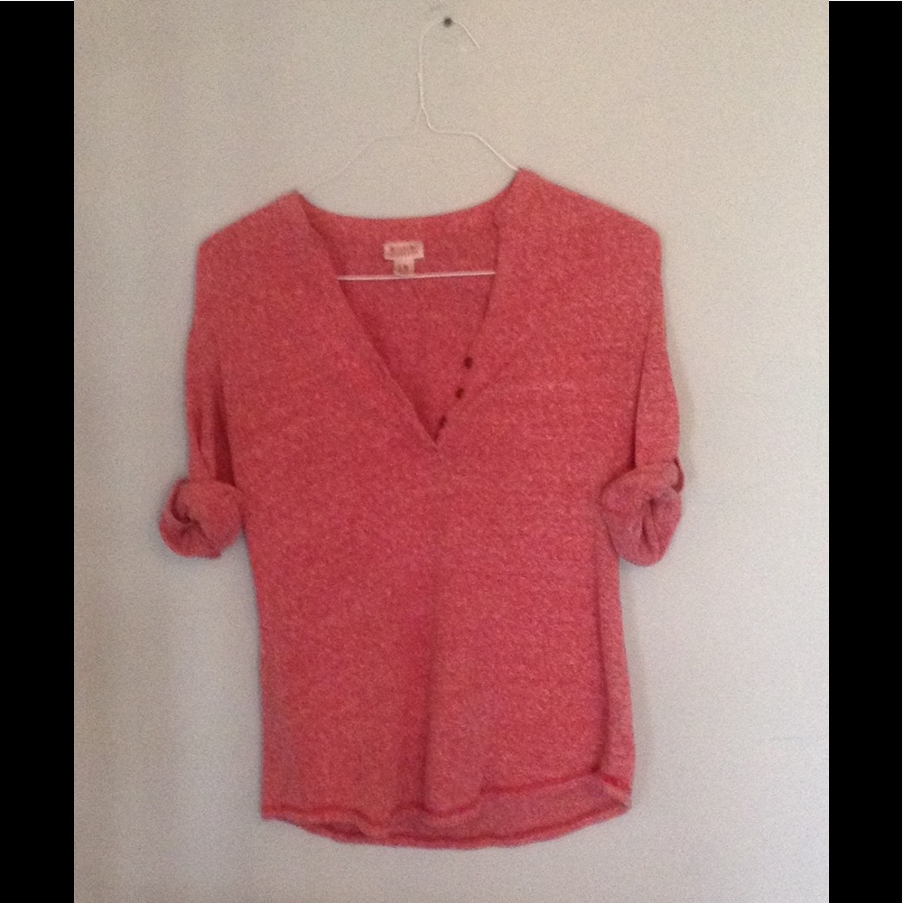 Heathered Light Red Henley Shirt